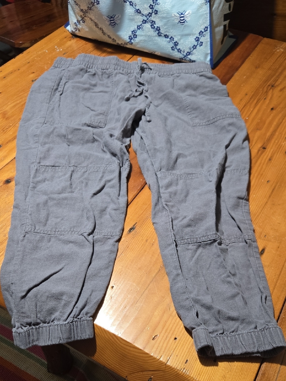 Calvin Klein Jeans Gray Drawstring Joggers Linen Blend Sz 12